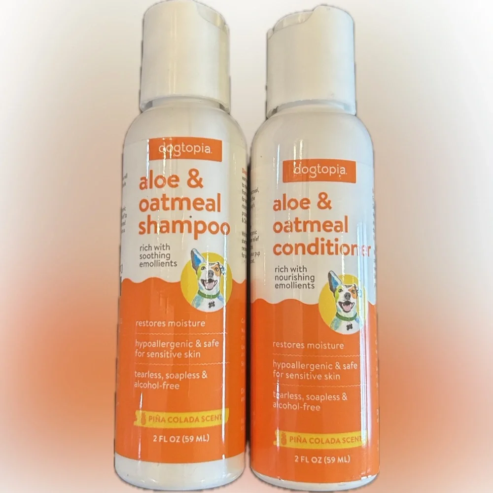 Dogtopia Aloe & Oatmeal Dog Shampoo and Conditioner Travel Set